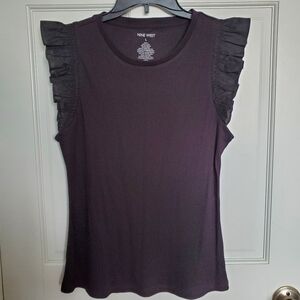 Nine West Black Flutter Sleeve  Top